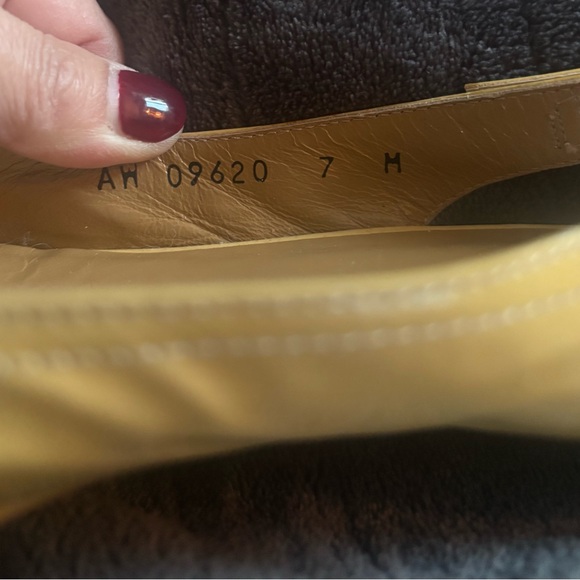 Stuart Weitzman Yellow Peep-Toe Buckle Flats - Picture 5 of 8